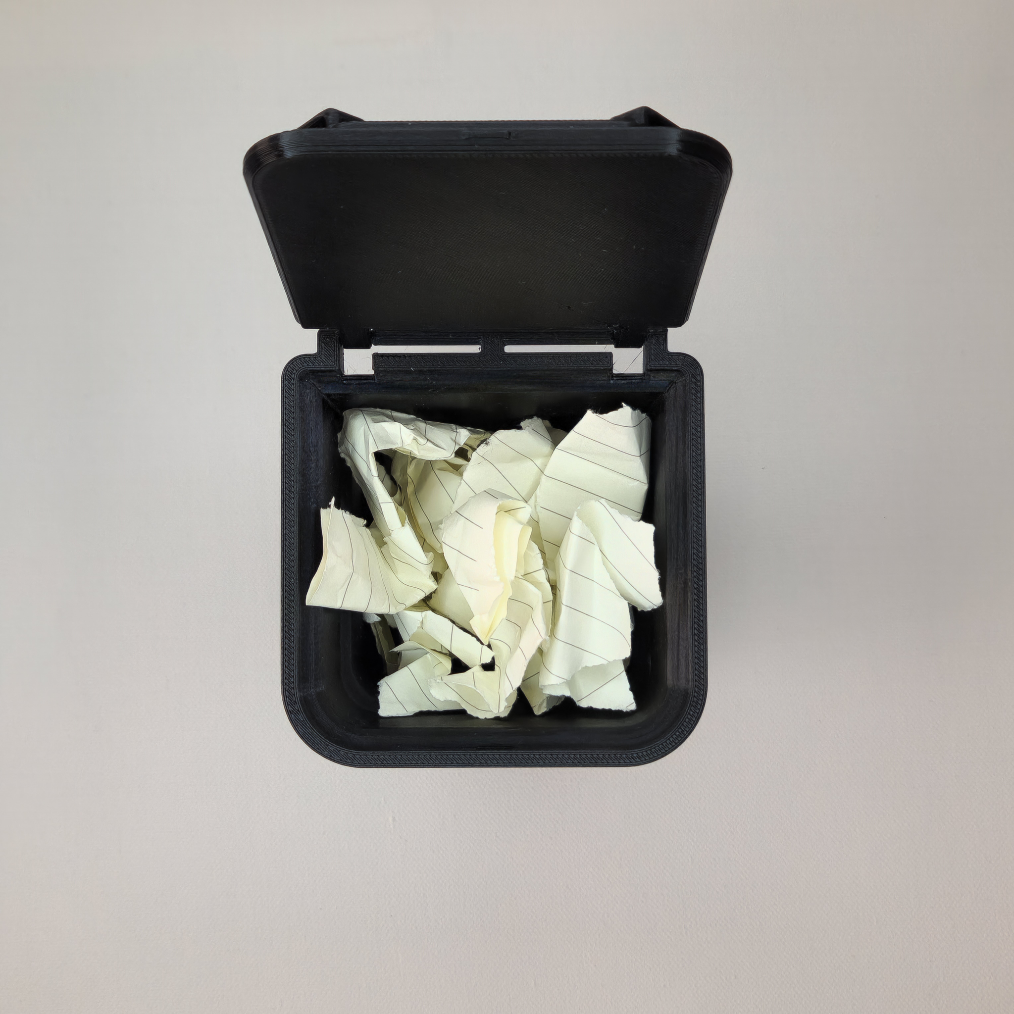 Desk bin – three point flow